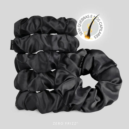 Conjunto de 5 Scrunchies de Cetim Anti Quebra, Anti Nós e Anti Frizz