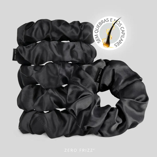 Conjunto de 5 Scrunchies de Cetim Anti Quebra, Anti Nós e Anti Frizz