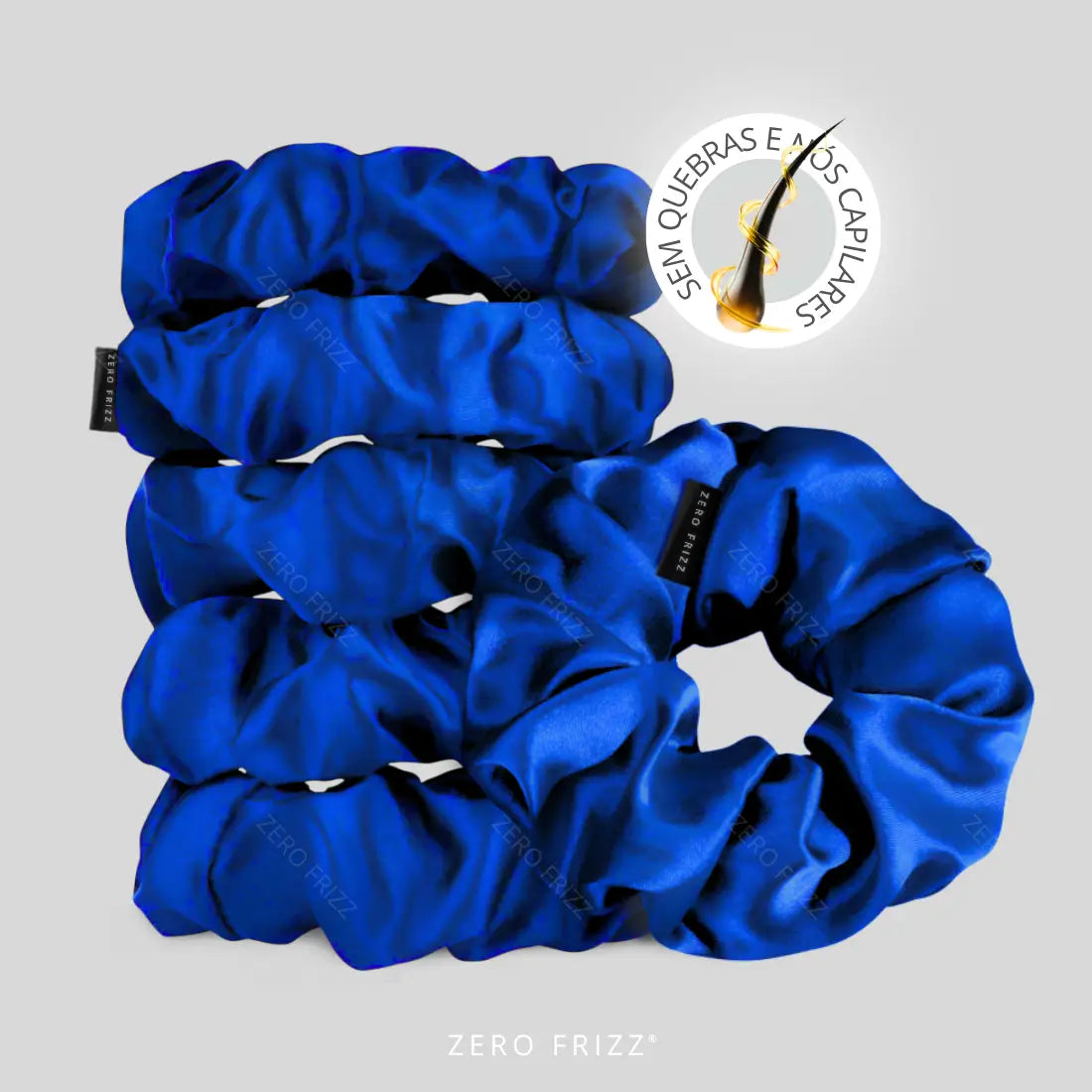 Conjunto de 5 Scrunchies de Cetim Anti Quebra, Anti Nós e Anti Frizz