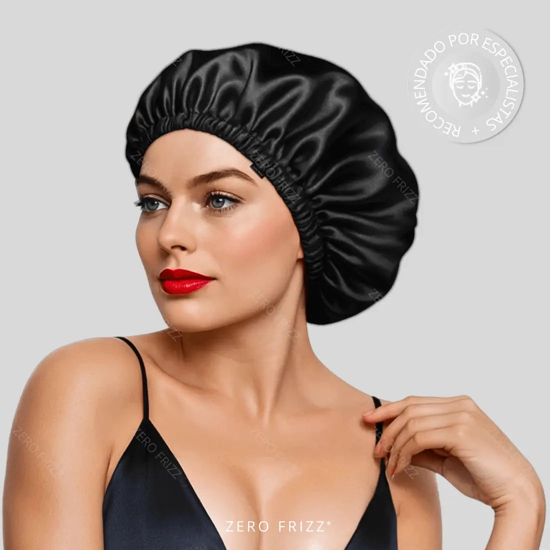 Kit Touca de Cetim Premium Anti Frizz com Regulador e Dupla Camada + Scrunchie de Cetim