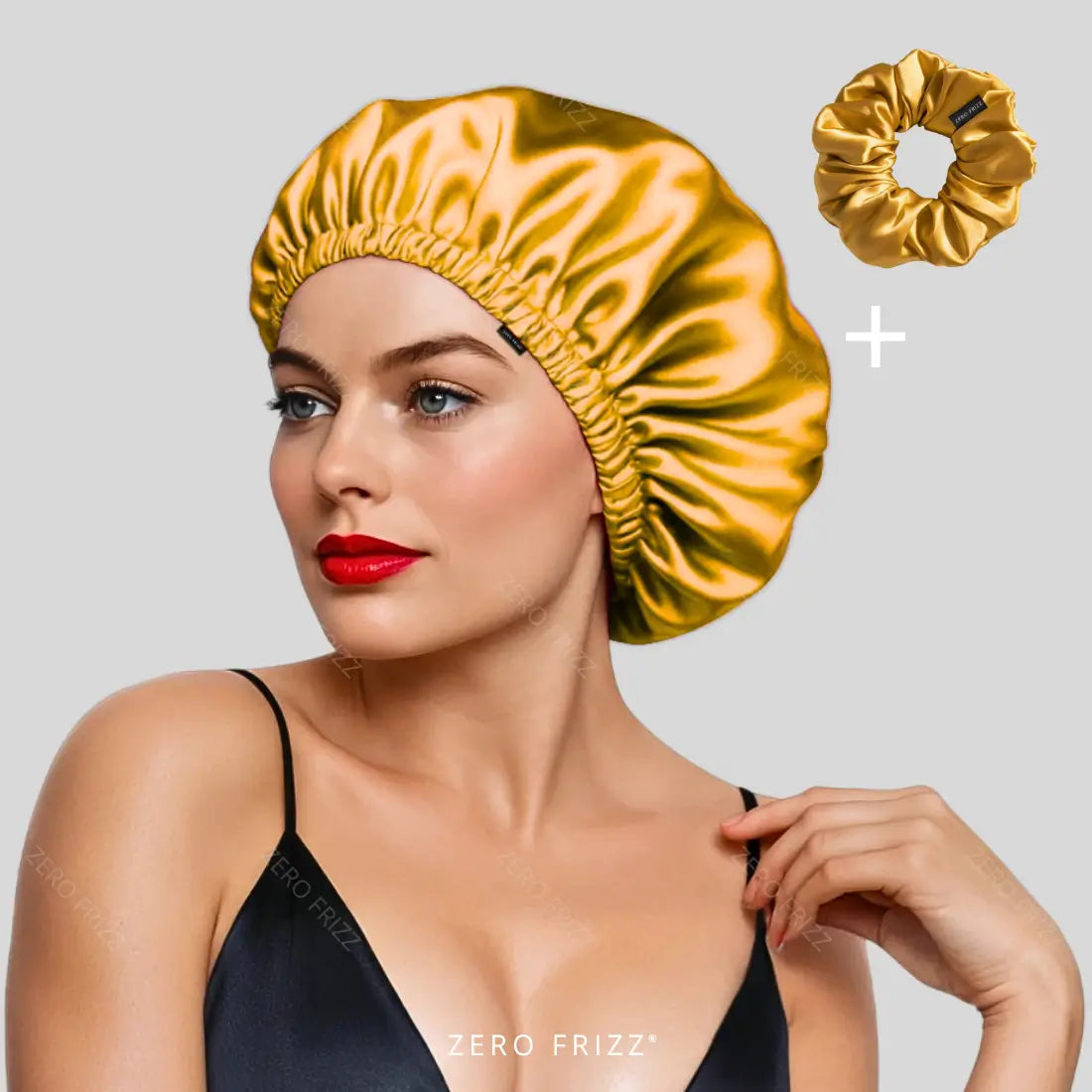 Kit Touca de Cetim Premium Anti Frizz com Regulador e Dupla Camada + Scrunchie de Cetim