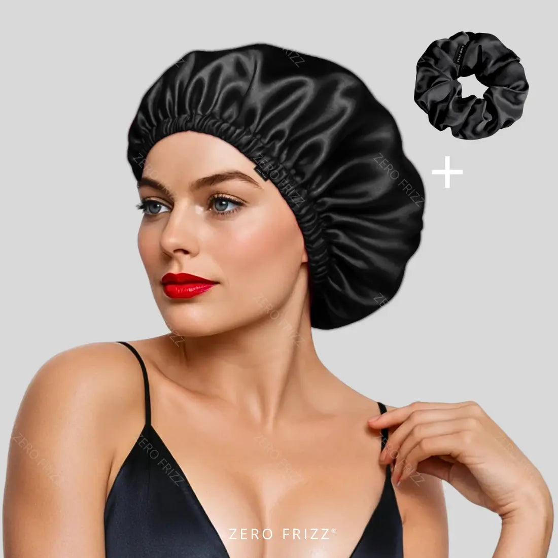 Kit Touca de Cetim Premium Anti Frizz com Regulador e Dupla Camada + Scrunchie de Cetim